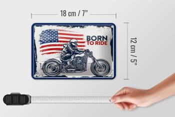 Panneau en étain disant Biker Born to Ride USA, 18x12cm, panneau de moto 5