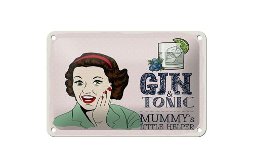 Blechschild Spruch lustig Gin Tonic Mummy´s Helper 18x12cm Schild