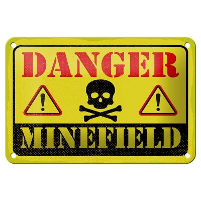 Cartel de chapa de advertencia de peligro, campo minero, decoración de 18x12cm