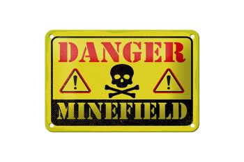 Panneau en étain d'avertissement de Danger, champ de mines, décoration 18x12cm 1