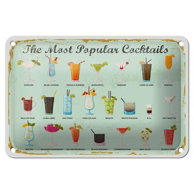 Letrero de chapa con alcohol, cócteles, Mimosa, orgasmo, Daiquiri, 18x12cm