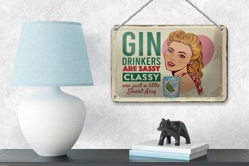 Panneau en étain disant que les buveurs de gin sont une décoration chic et impertinente, 18x12cm 4