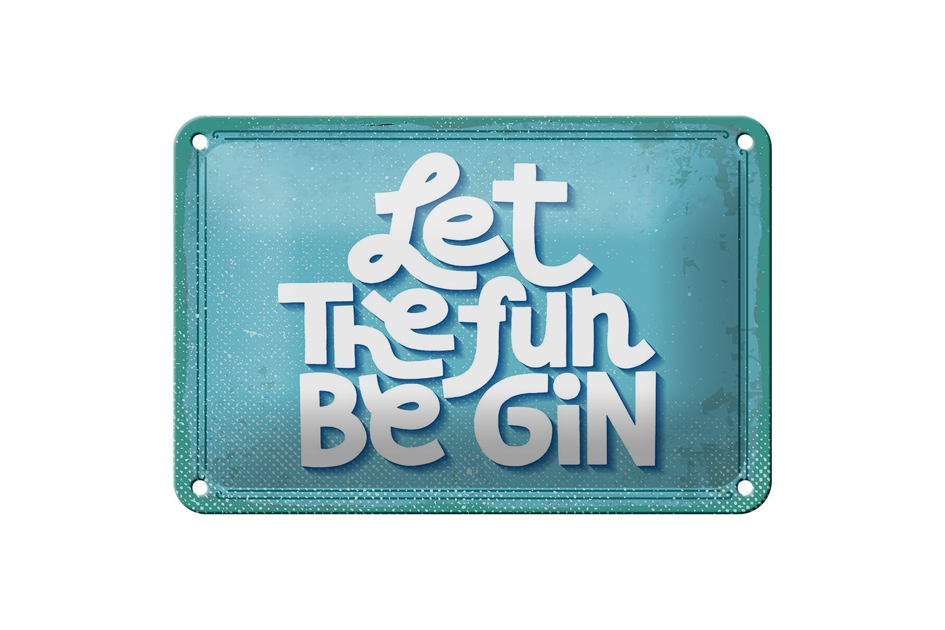 Targa in metallo con scritta "Alcol" Let the fun be Gin 18x12 cm decorazione