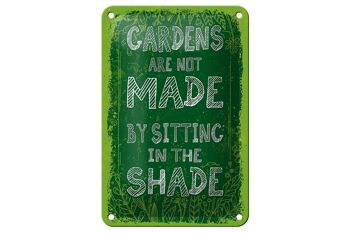 Panneau en étain disant "Note sur les jardins faite par un ombrage assis", 12x18cm 1