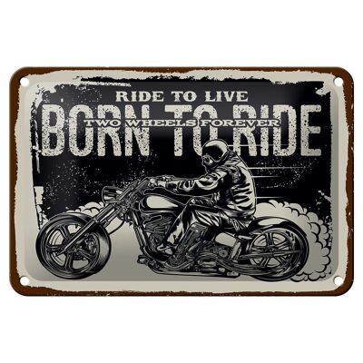 Targa in latta con scritta Ride to live Born to ride 18x12 cm decorazione