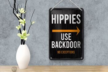 Panneau en étain pour avis d'entrée, hippies, utilisation de porte arrière, décoration 12x18cm 4
