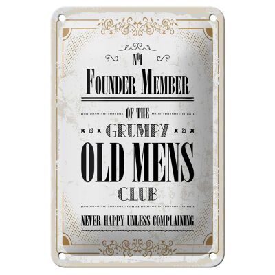 Targa in metallo con scritta "Men Old Mens Club Never Happy", 12 x 18 cm
