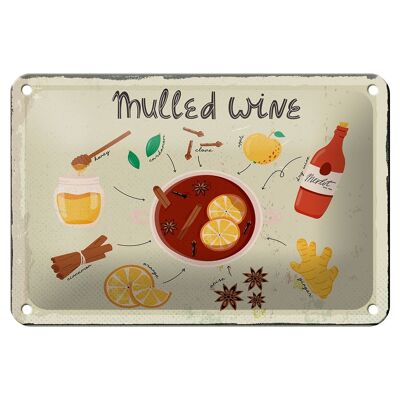 Blechschild Rezept Mulled Wine Anise Honey Apple 18x12cm Dekoration