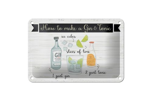 Blechschild Spruch How to make a Gin & Tonic 18x12cm Dekoration