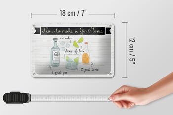 Plaque en tôle disant Comment faire un Gin & Tonic 18x12cm décoration 5