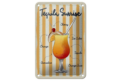 Blechschild Alkohol Tequila Sunrise Cherry Orange 12x18cm Schild