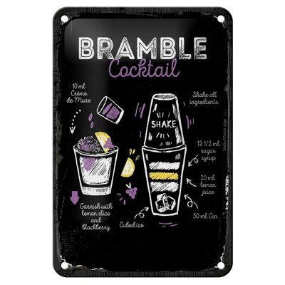 Blechschild Rezept Bramble Cocktail Recipe 12x18cm Geschenk Schild