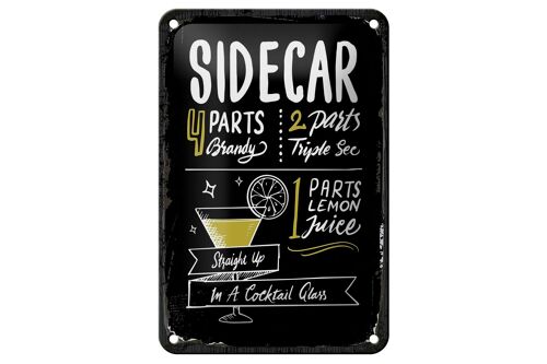 Blechschild Rezept Sidecar Cocktail Recipe 12x18cm Geschenk Schild