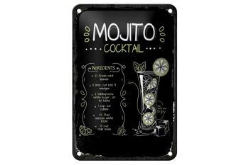 Signe en étain recette Mojito Cocktail recette 12x18cm signe cadeau 1