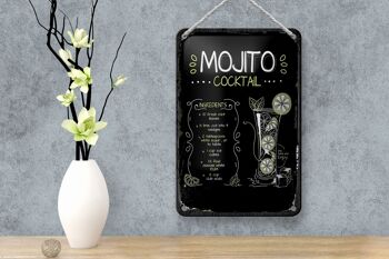 Signe en étain recette Mojito Cocktail recette 12x18cm signe cadeau 4