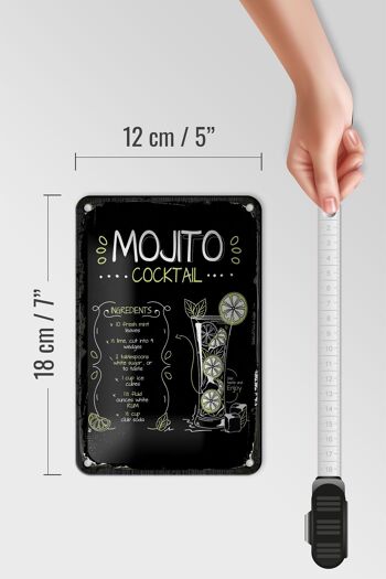 Signe en étain recette Mojito Cocktail recette 12x18cm signe cadeau 5