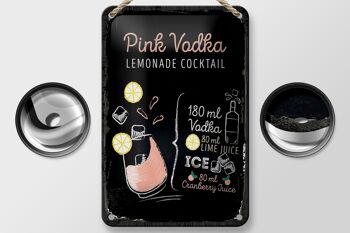 Plaque en étain pour recette de Cocktail à la Vodka rose, 12x18cm, signe cadeau 2