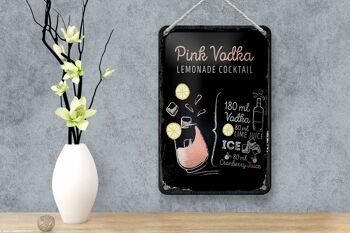 Plaque en étain pour recette de Cocktail à la Vodka rose, 12x18cm, signe cadeau 4