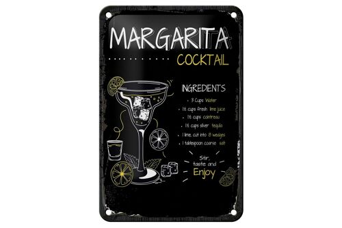 Blechschild Rezept Margarita Cocktail Recipe 12x18cm Geschenk Schild