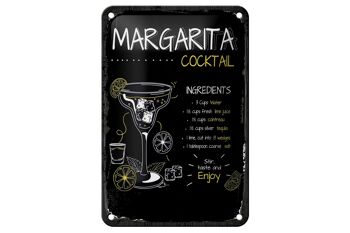 Signe en étain recette Margarita Cocktail recette 12x18cm signe cadeau 1