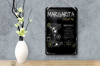 Signe en étain recette Margarita Cocktail recette 12x18cm signe cadeau 4