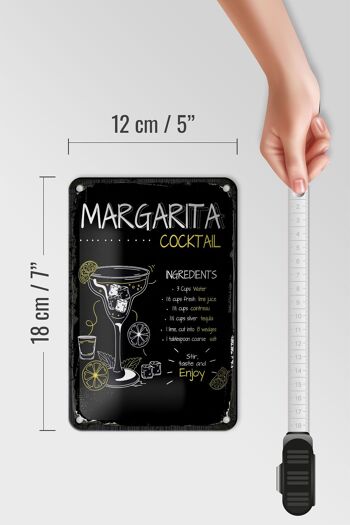 Signe en étain recette Margarita Cocktail recette 12x18cm signe cadeau 5