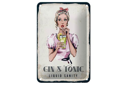 Blechschild Alkohol Gin & Tonic Liquid Sanity 12x18cm Dekoration