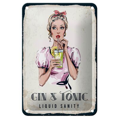 Blechschild Alkohol Gin & Tonic Liquid Sanity 12x18cm Dekoration