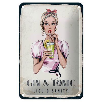 Targa in metallo Alcol Gin & Tonic Liquid Sanity 12x18 cm Decorazione