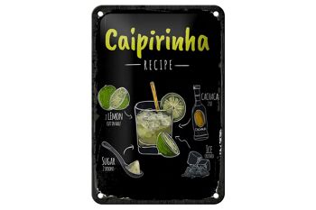 Plaque en étain pour recette de Cocktail Caipirinha, 12x18cm, décoration 1