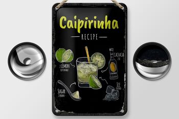 Plaque en étain pour recette de Cocktail Caipirinha, 12x18cm, décoration 2