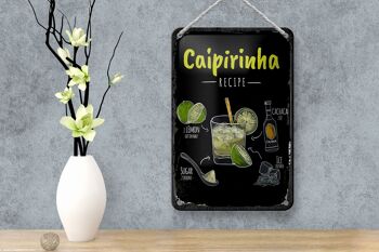 Plaque en étain pour recette de Cocktail Caipirinha, 12x18cm, décoration 4