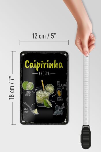 Plaque en étain pour recette de Cocktail Caipirinha, 12x18cm, décoration 5