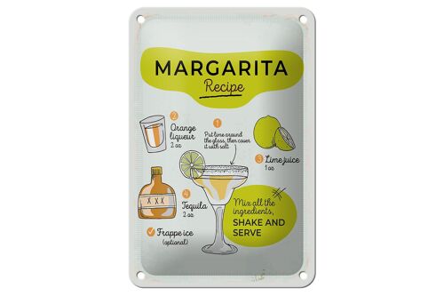 Blechschild Rezept Margarita Recipe orange lime 12x18cm Dekoration