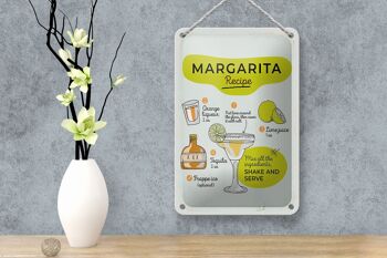 Plaque en tôle recette Margarita Recette orange citron vert 12x18cm décoration 4