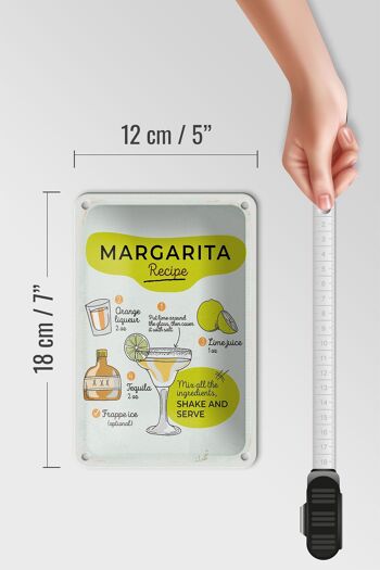 Plaque en tôle recette Margarita Recette orange citron vert 12x18cm décoration 5