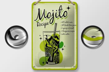 Plaque en étain recette Mojito Cocktail Recette boisson 12x18cm décoration 2