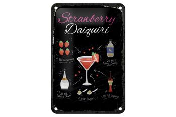 Signe en étain recette Cocktail Daiquiri aux fraises 12x18cm, décoration 1