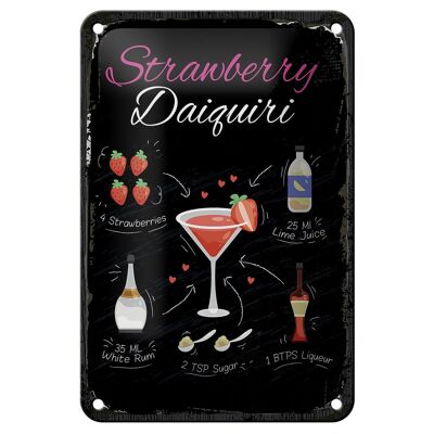 Blechschild Rezept Strawberry Daiquiri Cocktail 12x18cm Dekoration