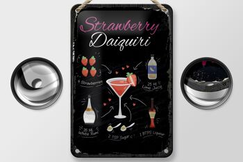 Signe en étain recette Cocktail Daiquiri aux fraises 12x18cm, décoration 2