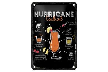 Signe en étain, recette de Cocktail Hurricane, 12x18cm, signe cadeau 1