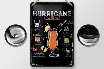 Signe en étain, recette de Cocktail Hurricane, 12x18cm, signe cadeau 2