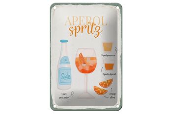 Plaque en tôle recette Aperol Spritz Cocktail Recipe 12x18cm décoration 1