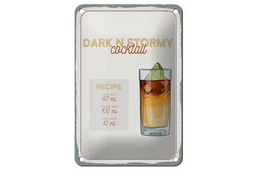 Blechschild Rezept Dark n Stormy Cocktail Recipe 12x18cm Dekoration