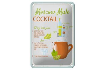 Plaque en étain pour recette de Cocktail Mule de moscou, 12x18cm, décoration 1