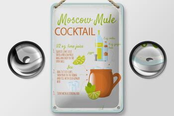 Plaque en étain pour recette de Cocktail Mule de moscou, 12x18cm, décoration 2