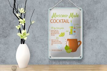 Plaque en étain pour recette de Cocktail Mule de moscou, 12x18cm, décoration 4