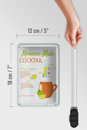 Plaque en étain pour recette de Cocktail Mule de moscou, 12x18cm, décoration 5
