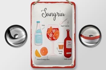Signe en étain recette Sangria Cocktail recette Soda 12x18cm décoration 2