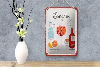 Signe en étain recette Sangria Cocktail recette Soda 12x18cm décoration 4